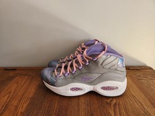 Reebok Question Low Mid Girls Sz 6 Orchid/Pink/White/Flat Grey V65747 EUC
