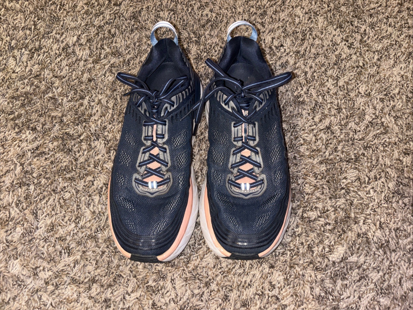 Hoka Shoes Bondi 6 Womens 9 Running Athletic Sport Comfort Cushion Blue Pink thumbnail 6