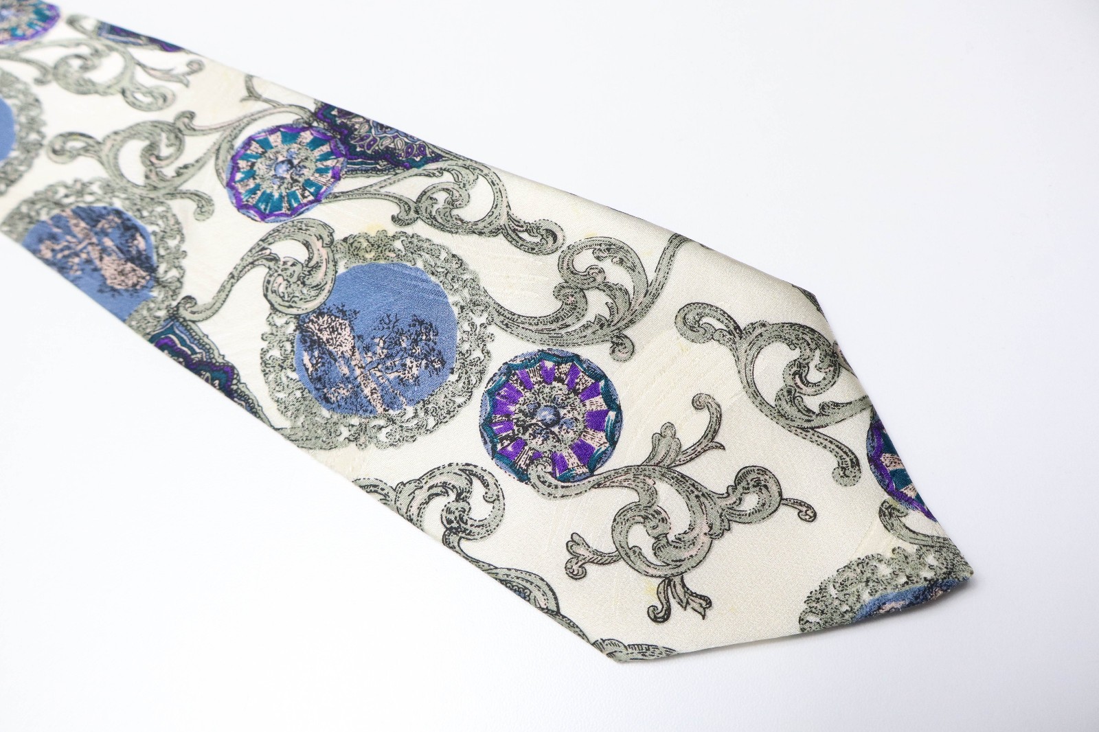 VALENTINO Tie Men's ONE SIZE Ivory Patterned Pointed thumbnail 5