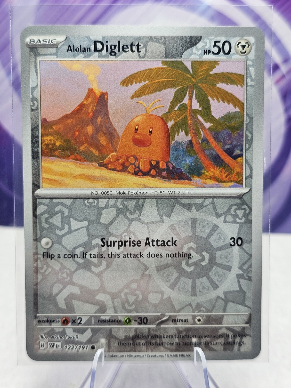 Pokémon TCG Alolan Diglett 122/191 Sv08: Surging Sparks Reverse Holo NM