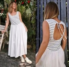 Free People Beach NWOT Alana Open Back Striped Midi Dress, Size Medium