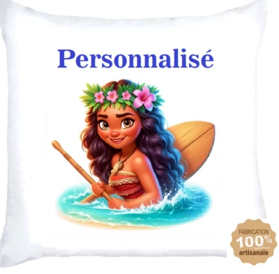 Housse Coussin Vaiana Personnalisé avec un Prénom. Idée cadeau - Photo 1/2