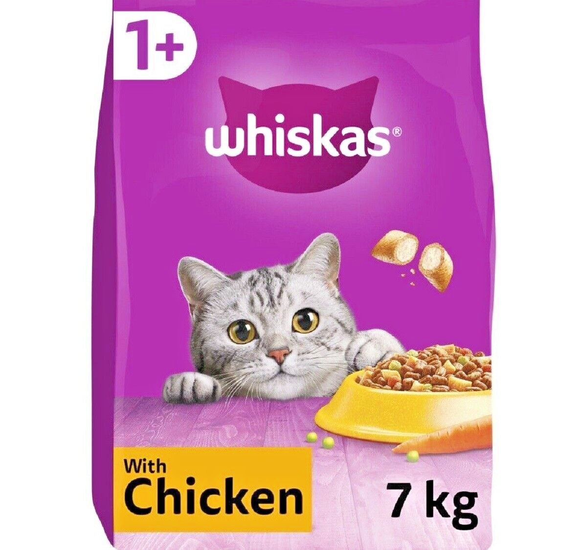 WHISKAS 1+ CHICKEN (300g 7kg) Complete Dry Cat Food Biscuits bp