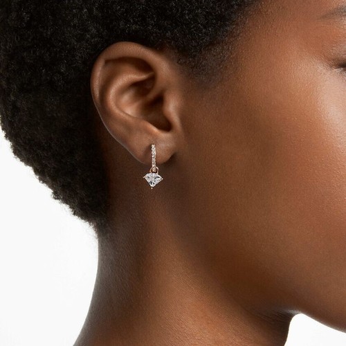 Swarovski Ortyx drop earrings Triangle cut, White, Rose gold-tone plated 5643738 - Picture 4 of 5