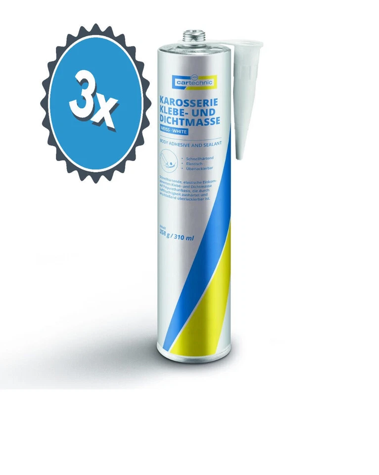 Karosseriekleber Klebemasse Dichtmasse weiß 3x 310ml Cartechnic Kartusche - Bild 3 von 4