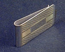 Money Clip  Silver-Tone w/Scallops  Lines, Rectangle Engraving Space 5320280