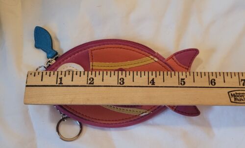Fish Change Purse Keychain Wristlet Clutch RELIC brand Pink Orange zipper - Picture 2 of 9