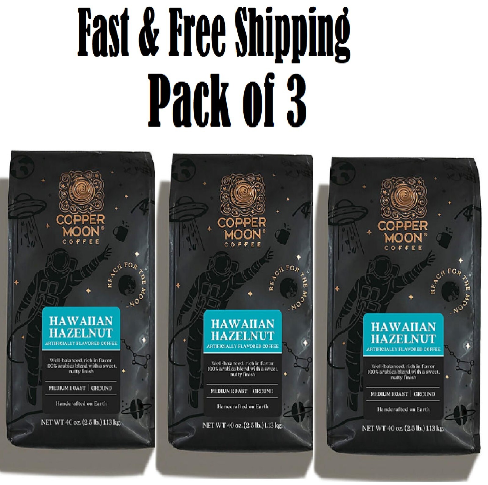 Copper Moon World Coffee Hawaiian Hazelnut Ground Medium Roast 2.5 lbs