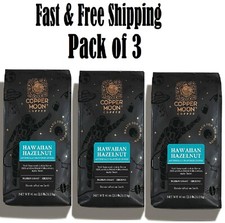 Copper Moon World Coffee Hawaiian Hazelnut Ground Medium Roast 2.5 lbs -3pk