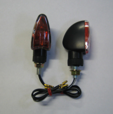 Mini Blinker ARROW schwarz kurz gelbes Glas  Birne 12V 21W  E-geprüft  M 8 