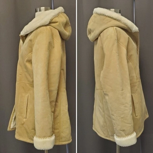 Vintage 90s y2k Wilson's Suede Leather Faux Fur Lined Coat Light Tan Woman's XL - Image 2 of 4
