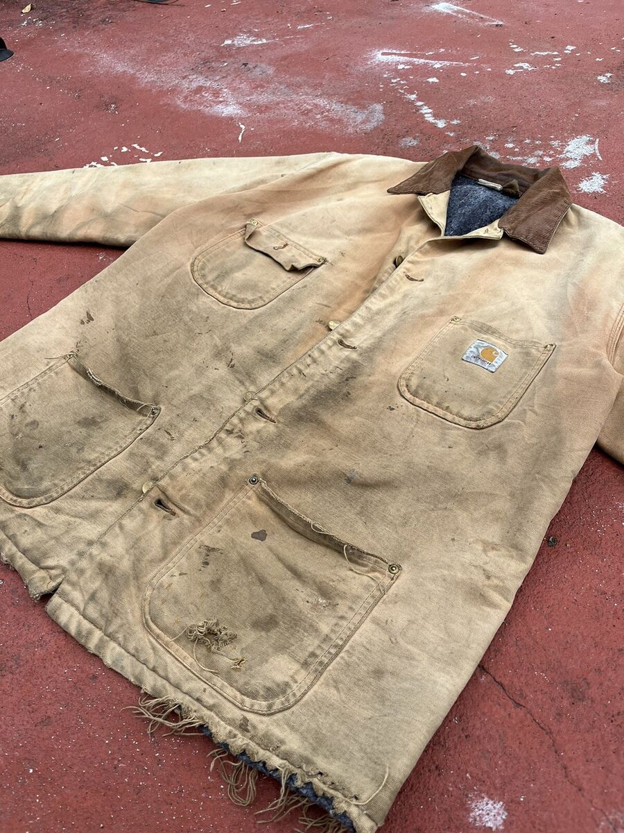 Vintage 1980s Carhartt 6BLC Chore Coat Rare Extreme Faded Vintage 1980s Carhartt 6BLC Chore Coat Rare Extreme Faded