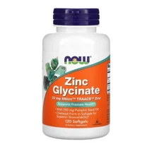 Now Foods, Zinc Glycinate, 120 Softgels, Prostate Health