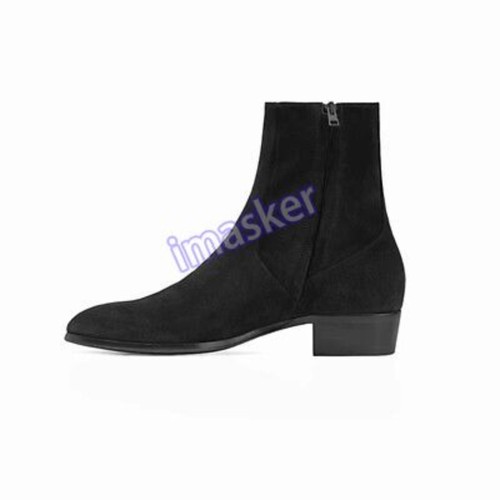 Mens Ankle Boots Real Suede Leather Boots Shoes British Western Zip Heel - Picture 24 of 31