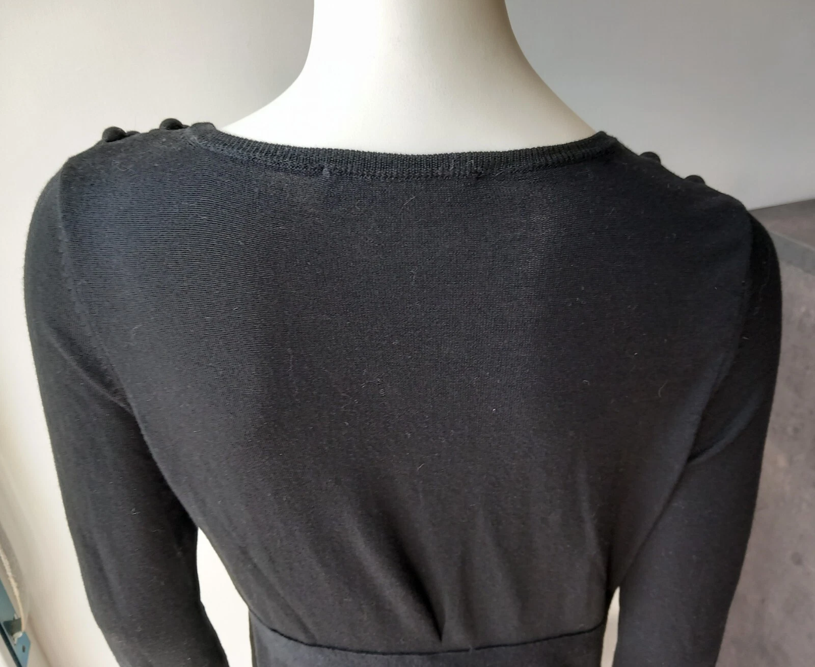 LOVE MOSCHINO abito in maglia nero accento a catena fascia 100% lana It44 De38 40