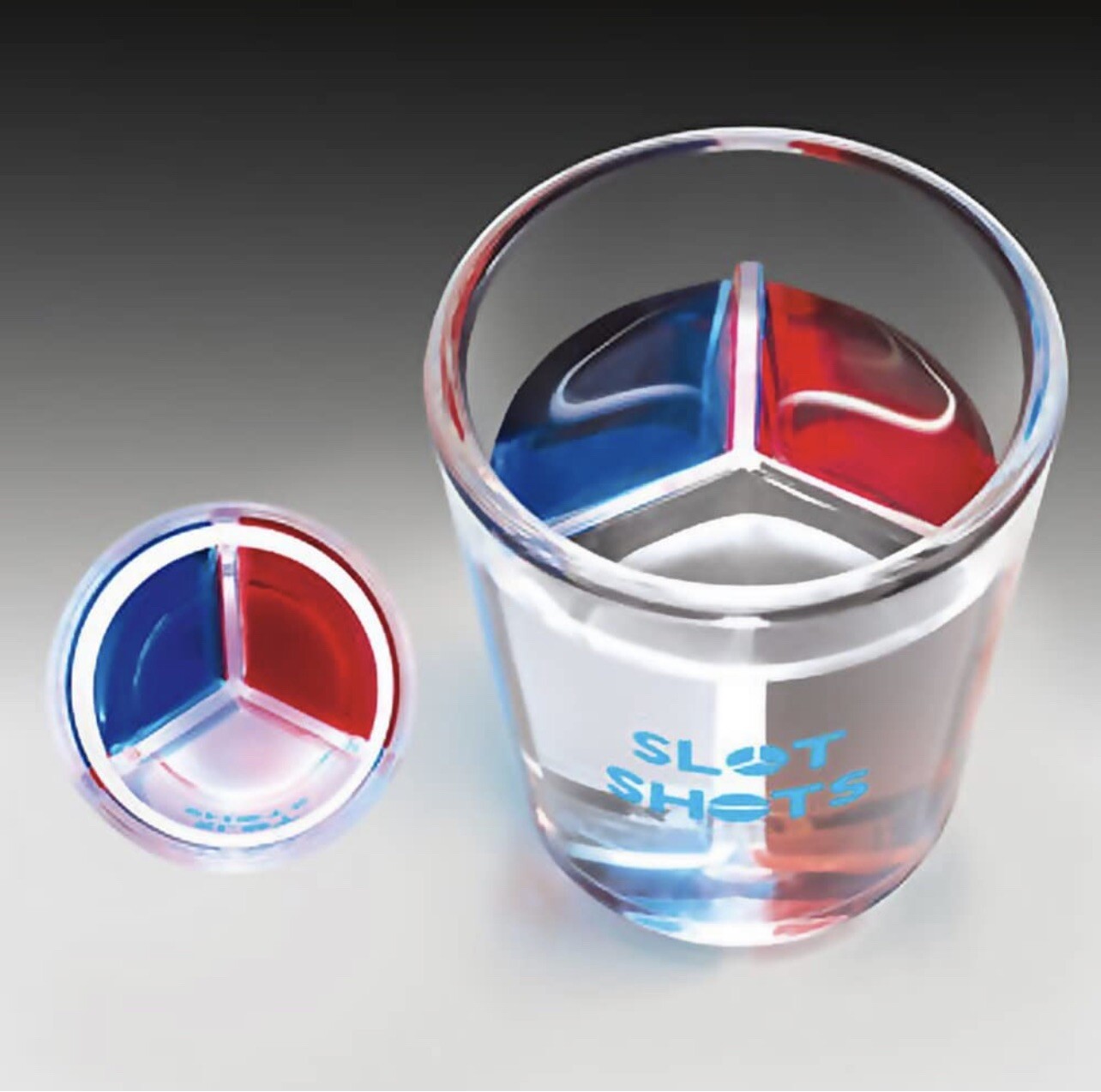 4 Shot Glasses With Builtin Dividers 2 Doubles 2 Triples eBay