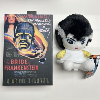 NECA Black White Bride of Frankenstein 7'' Universal Monster Ultimate w/ Plushie