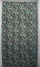 Brown  Teal Paisley French Door Curtain Panel with Tie Back