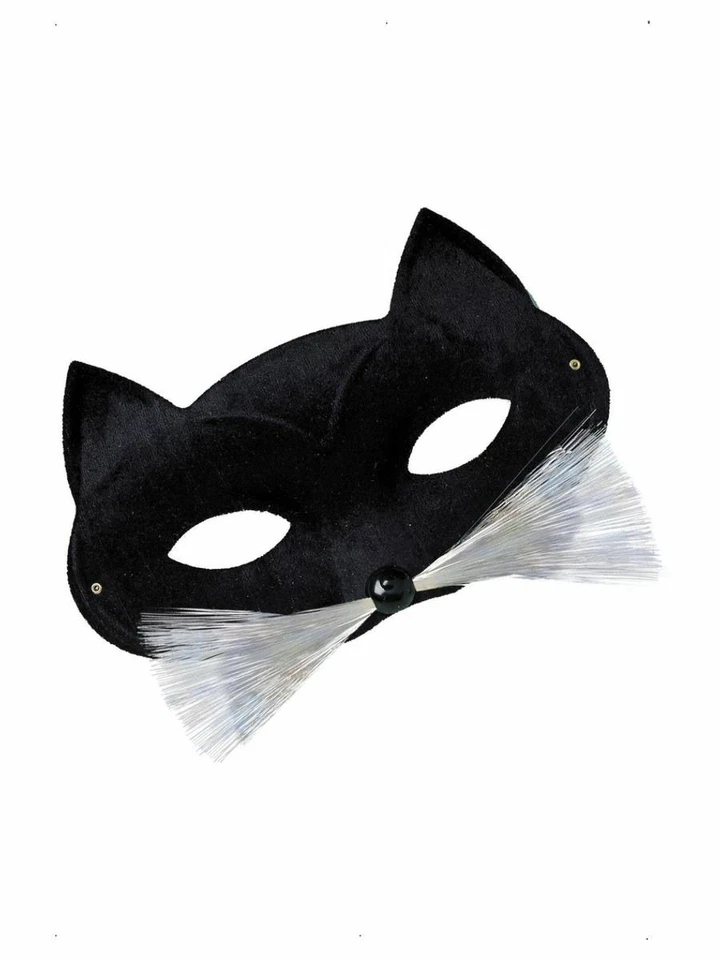 Unisex Elegante Vestido Máscara de Gato con Bigotes Negro/Blanco Máscara de Smiffys Foto 3 de 4