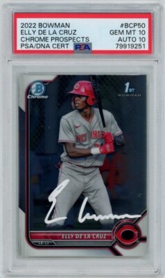 Elly De La Cruz Signed 2022 Bowman 1st Chrome Prospects PSA GEM 10
