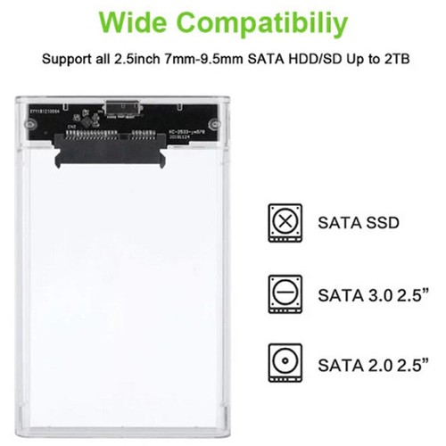 SATA USB 3.0 7mm 5Gbps SSD Hard Drive Box External 9.5mm Enclosure Case - Photo 7/10