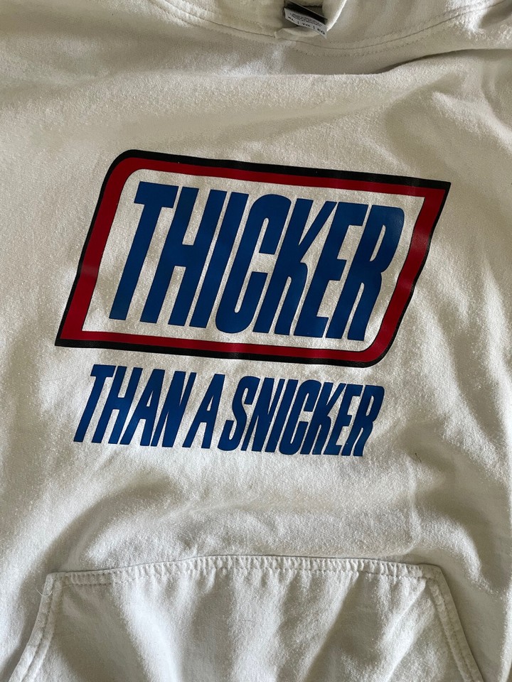 Thicker Than A Snicker XL Hooded Sweatshirt White Oregon Skateboarding