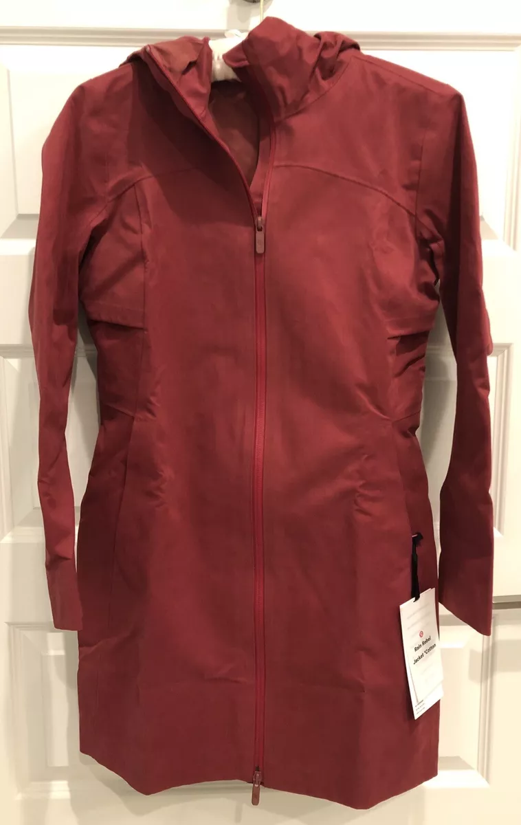 NWT Lululemon RAIN REBEL JACKET *Cotton ~ Chianti ~ Sz 2 ~ Full