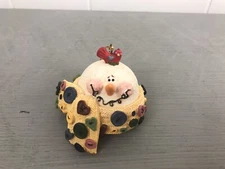 Snowman Head with Cardinal Bird Button Scarf Christmas Tree Ornament Goofy Gift