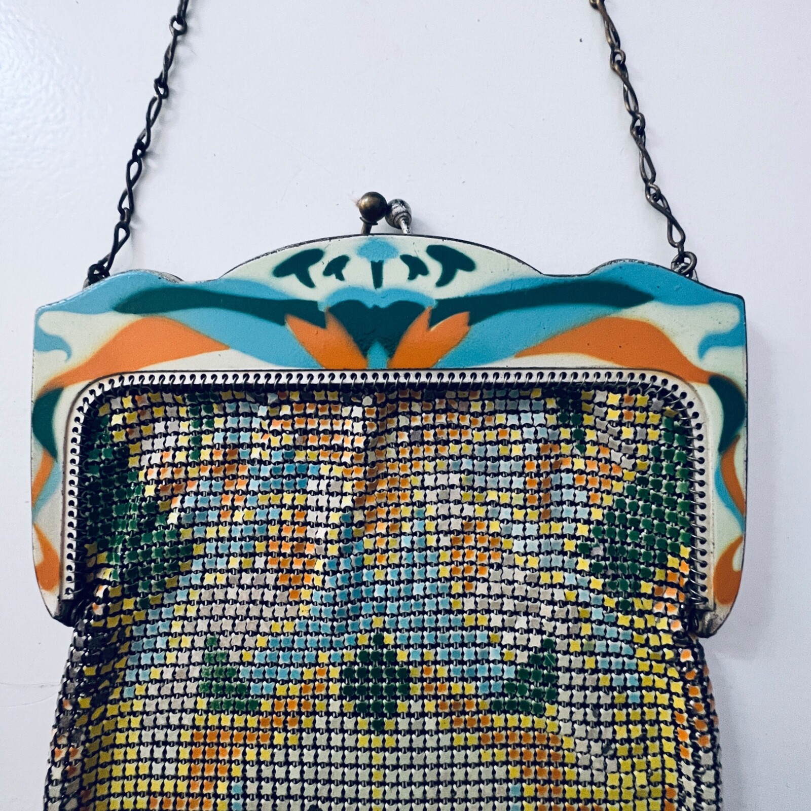 Rare Antique Whiting & Davis Metal Mesh Purse Bag wi… Gem