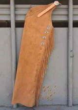 Western Cowboy Chap Fringes Suede Leather Pant Vintage Pant Riding Chap