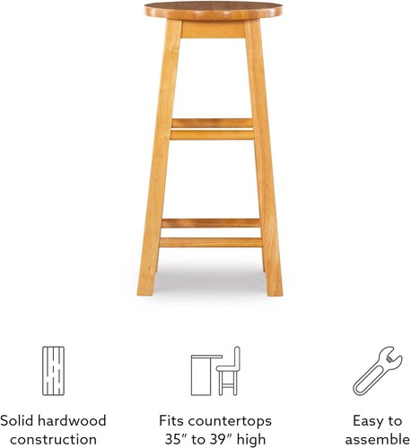 Classic Counter Height Wood Barstool round Seat for kitchen - Picture 12 of 13
