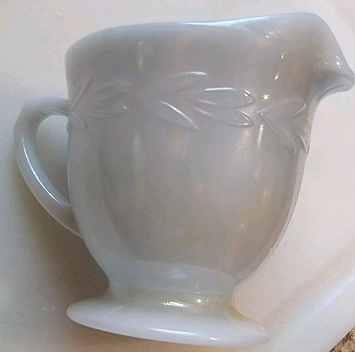 Vintage Fire King Ovenware Gray Grey Luster LAUREL LEAF Creamer - Picture 2 of 4