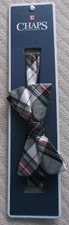 CHAPS TARTAN PLAID PRINT BOW TIE - PRE-TIED - 100% SILK - NEW WITH TAG