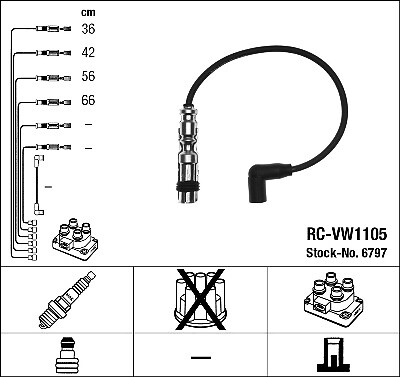 6797 NGK Ignition Cable Kit for SEAT,VW
