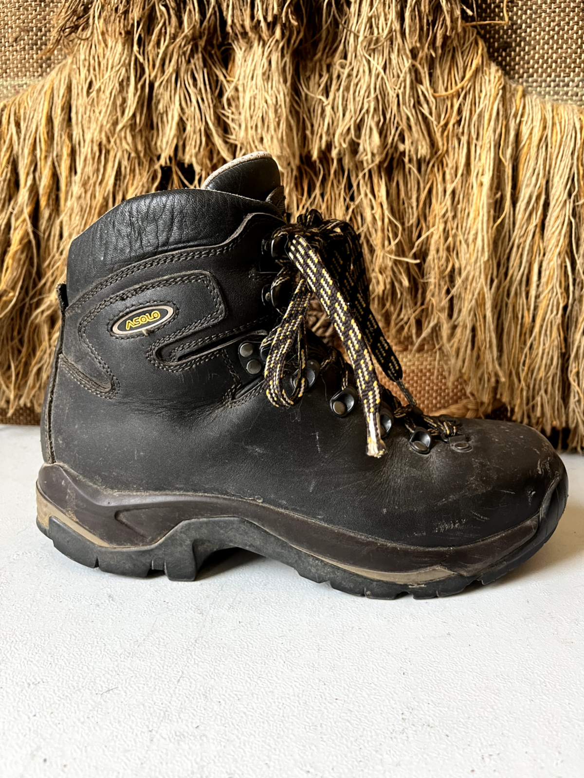 Asolo Mens Brown Leather Casual Hiking Boots Size 7.5 Ankle Lace Up-image