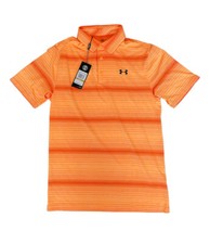 Under Armour Golf The Playoff Polo Orange Stripe Polo Shirt Size Small New