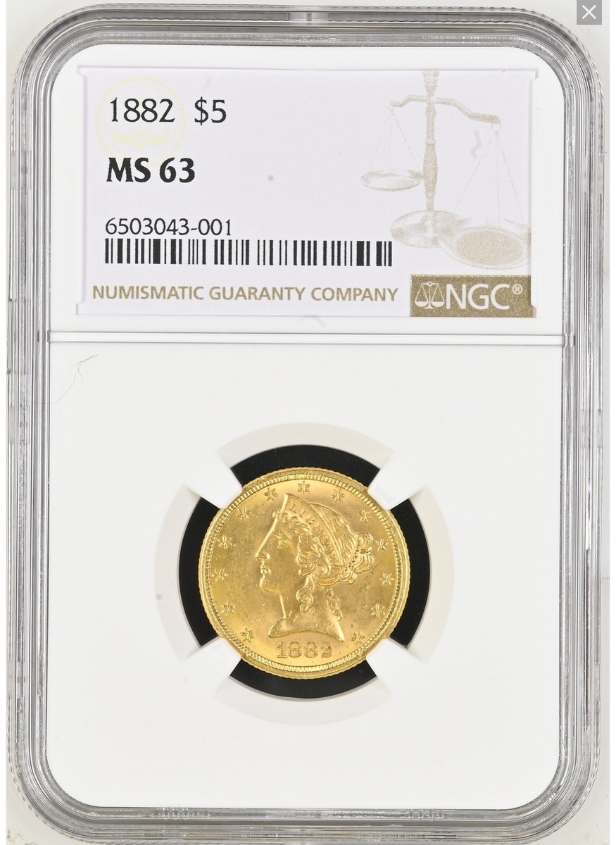 1882 $5 Liberty Head Gold Half Eagle MS63 NGC | eBay