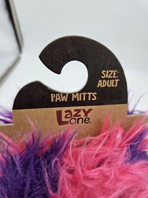 Adult Fuzzy Pink Monster Paws Costume Mitts Gloves Lazy One Size Furry Cosplay 