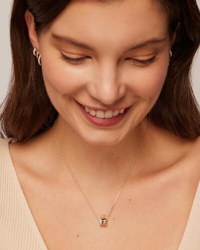 14K Gold Plated Cubic Zirconia Rondelle Necklace for Women | Two-Tone Necklaces - Picture 4 of 5