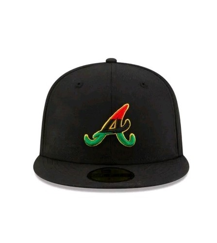 Atlanta Braves Just Caps Freedom Day New Era 59FIFTY Black Fitted Hat Size 7 5/8 - Picture 2 of 13