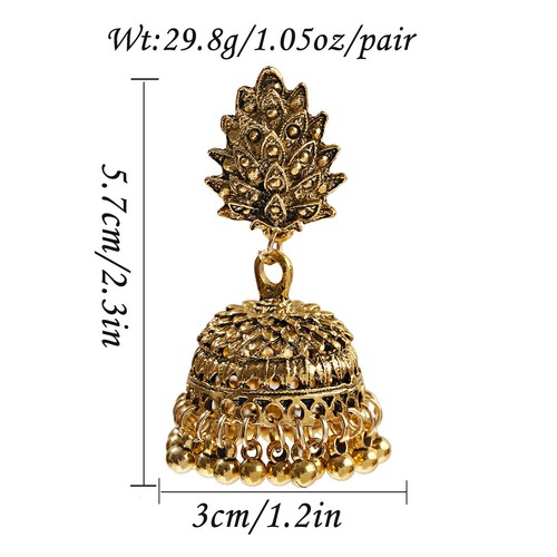Vintage böhmischer Stil Gold Silber großer Ohrring Haken Tropfenglocke Damenohrringe - Bild 132 von 232