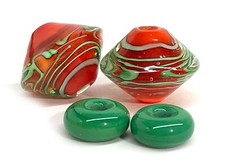 Handmade Lampwork Glass Beads From Murano OOAK Tamara Yarilo Brand 4 Pcs