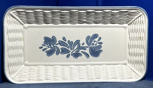 Pfaltzgraff Yorktowne Stoneware BasketWeave Bread Tray Platter (12" x 6.5”) Vtg.