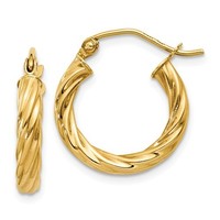 14k Yellow Gold Polished 2.75mm Twisted Hoop Earrings Length 16mm X Width 14mm. on sale 14k Yellow Gold Polished 2.75mm Twisted Hoop Earrings Length 16mm X Width 14mm. on sale