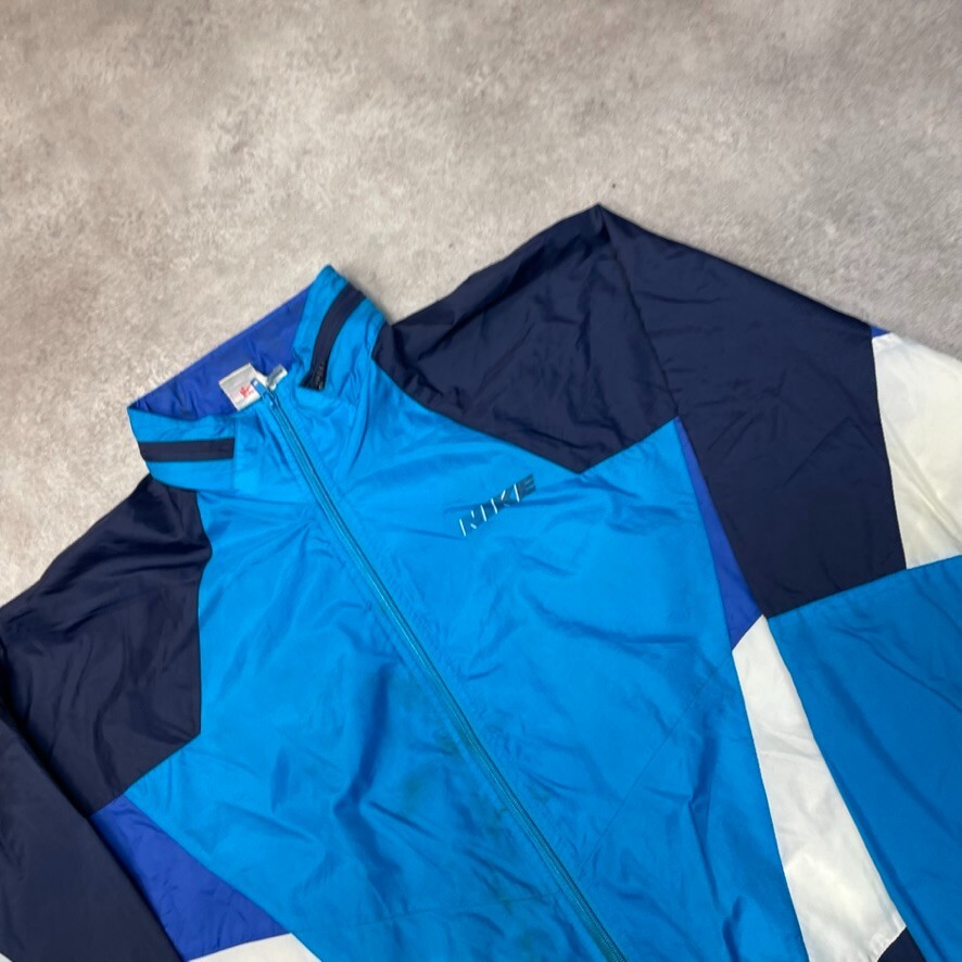 Nike Track Jacket Mens 80s Small Swoosh Vintage Full Zip Windbreaker Blue XL image 3