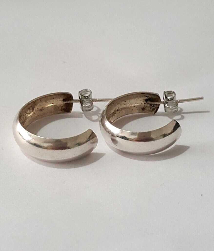 Gorgeous Solid Round/ Cuff Stud Earrings 925 Soli… - image 5