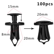100pcs Bumper Clips 8mm Plastic Rivet Fastener Mud Flaps Fender Push for Honda