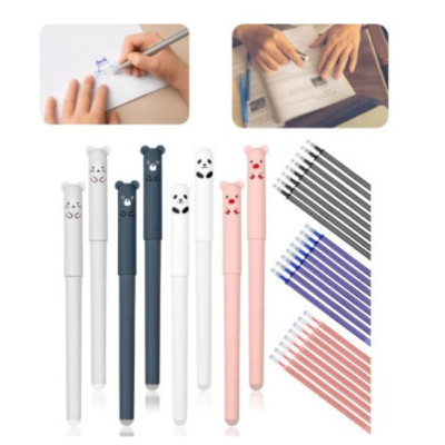 10 Stück Radierbare Kugelschreiber Set - Mit 18 Nachfüllminen & Radiergummis