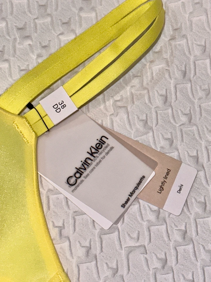 Sujetador Demi Forrado Claro Amarillo Marquisette Calvin Klein Mujer 36DDD 38D 38DD Foto 4 de 4