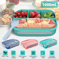 1L Bento Lunch Box Food Storage Container with 4 Compartment For Adults Kids US